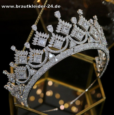 Braut Krone Tiara Diadem, Luxus Prinzessin Braut Tiara krone Friderike in  Silber