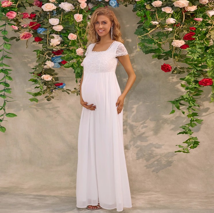 Empire Umstandsbrautkleid Iphigenia mit Spitze