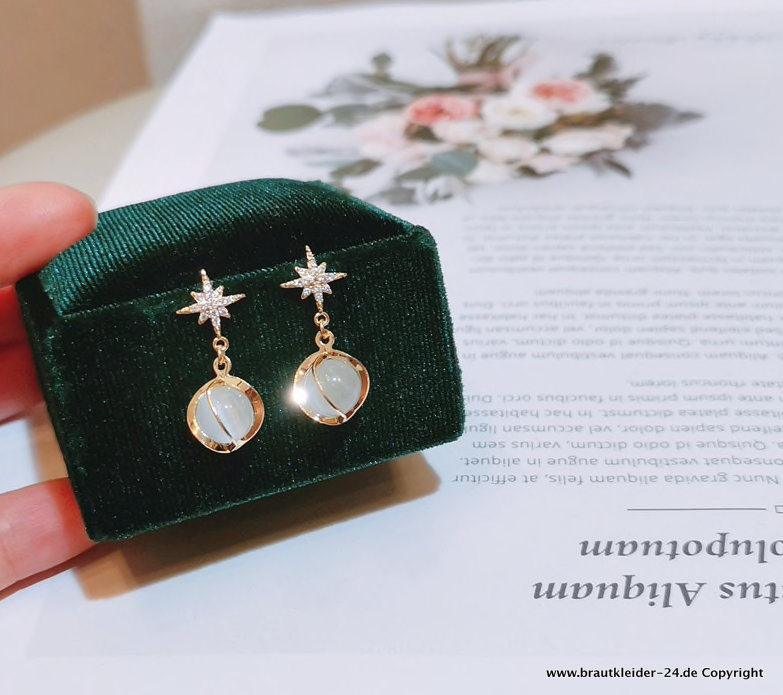 Luxus Zirkonia Kristall Stern Ohrringe für die Braut
