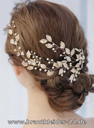 Braut Haarschmuck Kopfschmuck mit Kristall Perlen und Blätter