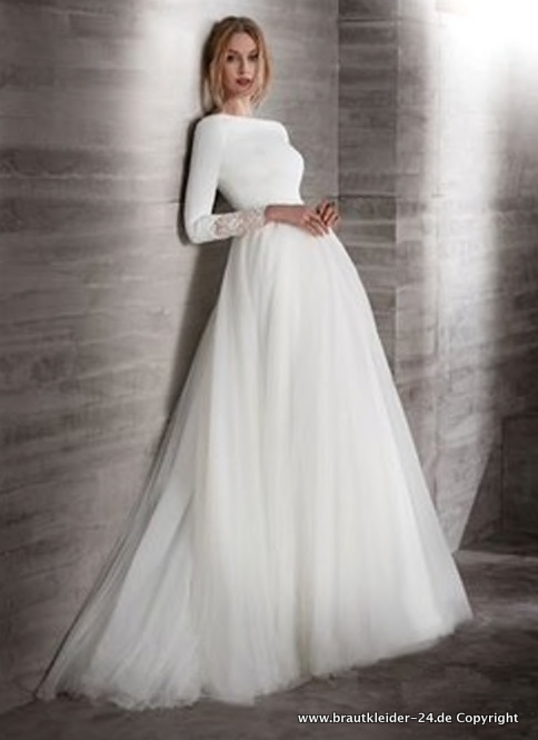 Elegantes Rückenfreies Hochzeitskleid Brautkleid mit Ärmel