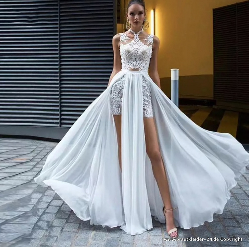 Sexy Bodycon Chiffon Kleid für den Standesamt Brautkleid mit Spitze