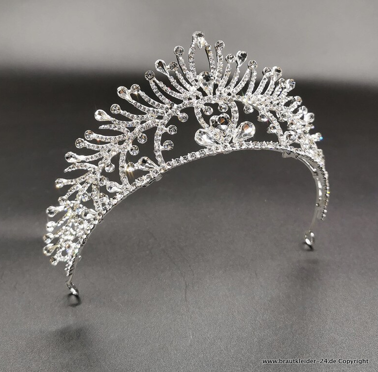 Königliche Diamant Krone Braut Tiara in Silber