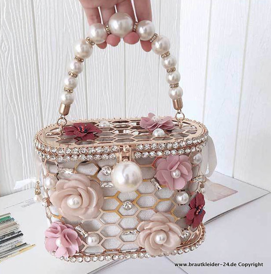 Elegante Blumen Perlen Handtasche für die Braut Brauttasche