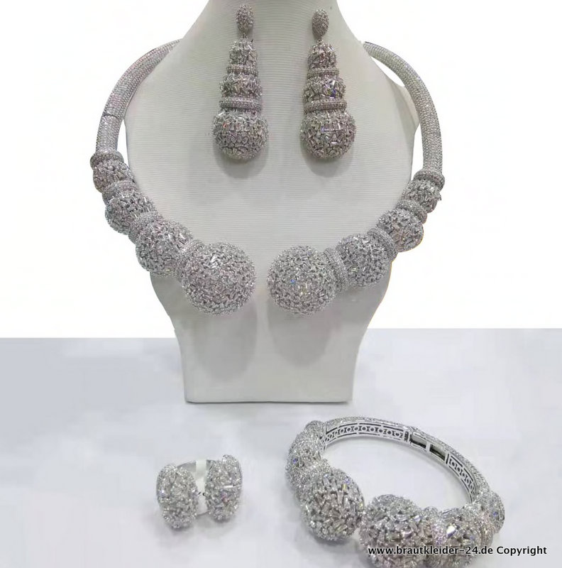 Luxus Dubai Style Brautschmuck Set in Silber