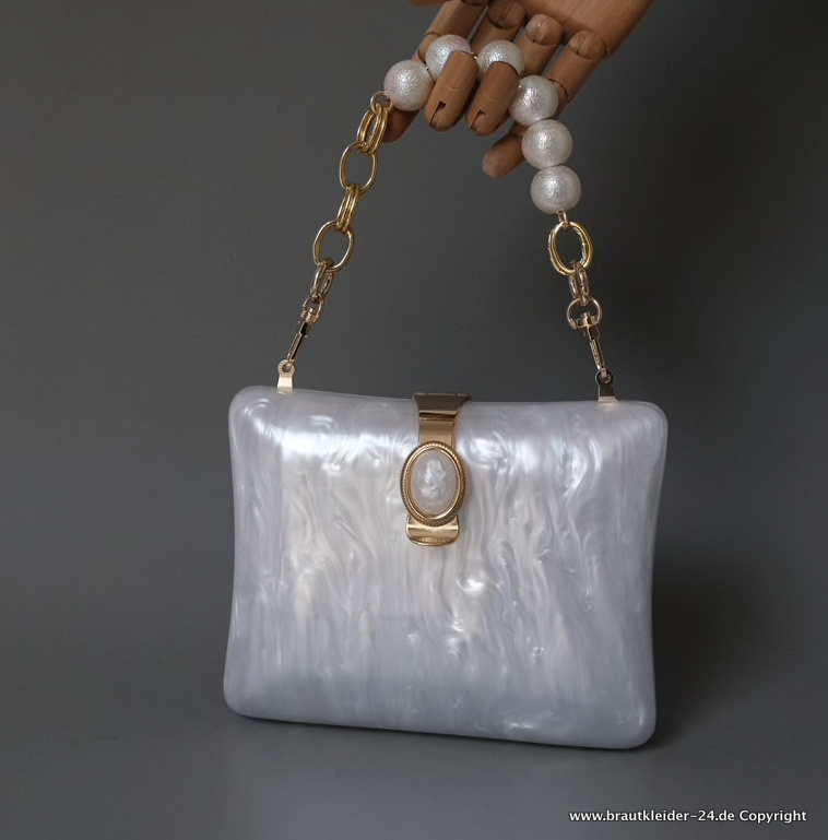 Marmor Weiß Acryl Brauttasche mit Perlen