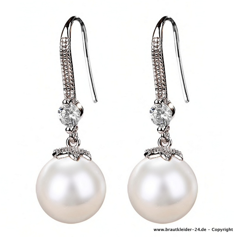 Elegante Runde Perlen Baumeln Ohrringe für die Braut
