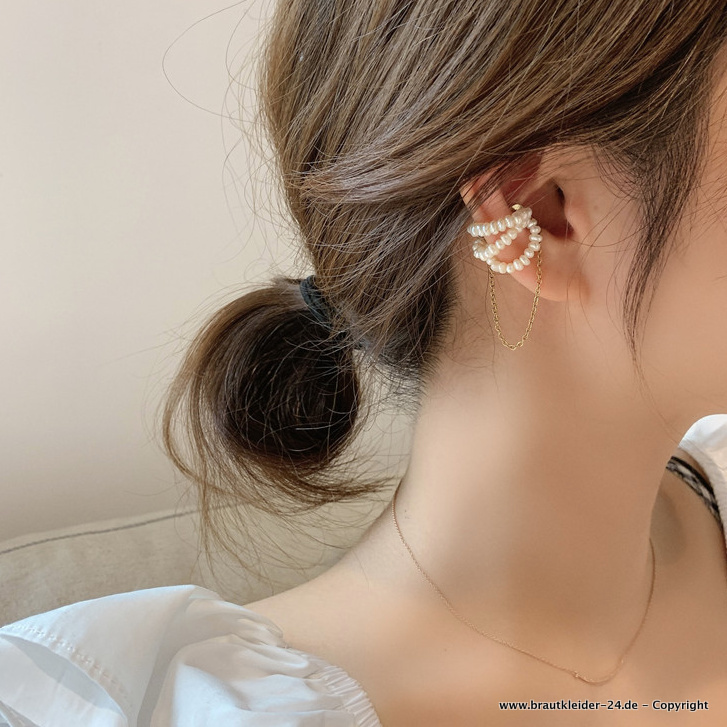 Perlen Ohrclipse für die Braut mit Magnet