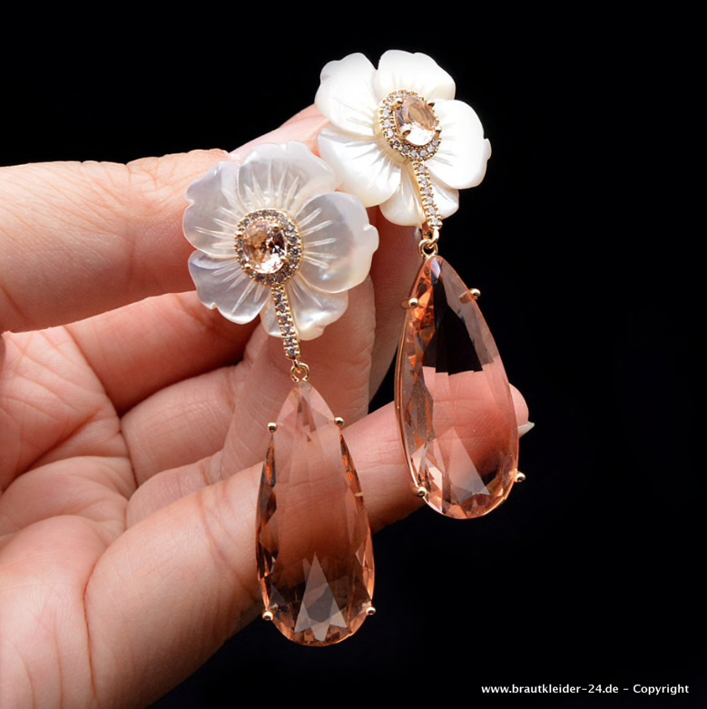 Luxus Zirkonia Blumen Ohrringe Martha für dei Braut 