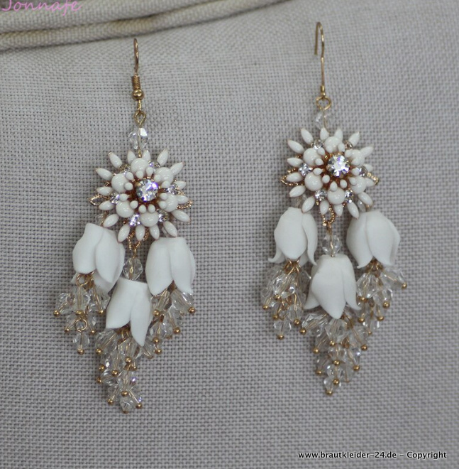 Vintage Style Kristall Blumen Ohrringe für die Braut