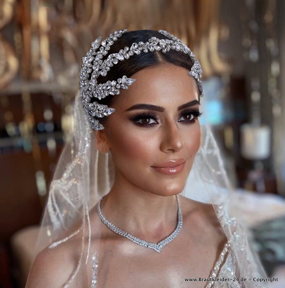 Strass Braut Stirnband Kopfschmuck Haarschmuck in Silber