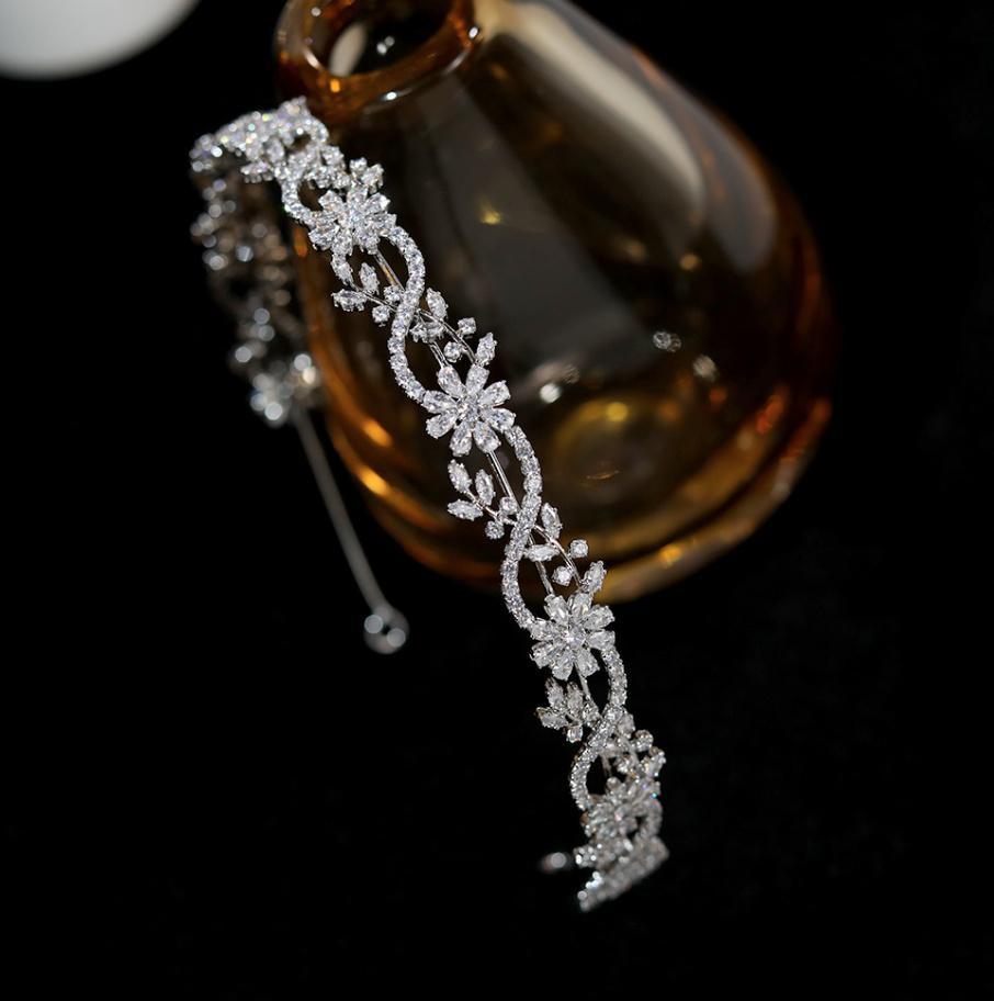 Kristall Zircon Braut Tiara Haarband in Silber