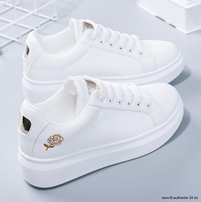 Braut Sneakers mit Rosa in Weiß