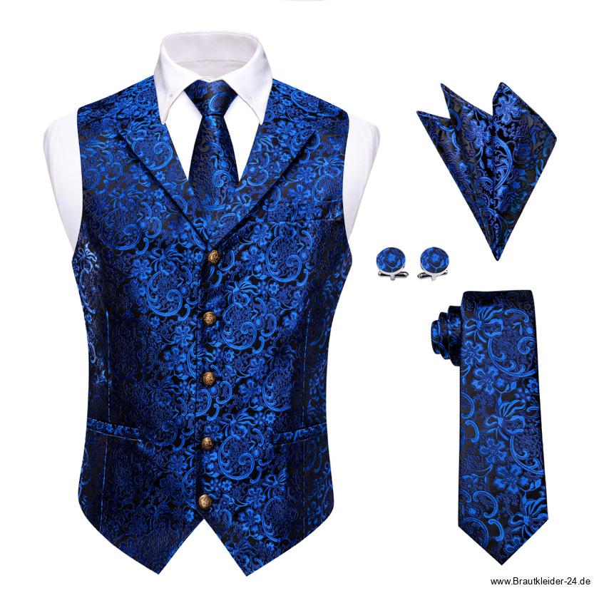 Bräutigam Mode Weste Krawatte Tuch und Knöpfe im Set Navyblau Schwarz Klassisch