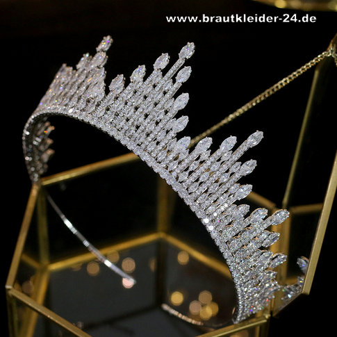 Kristall Tropfen Braut Tiara Diadem Rebekka in Silber