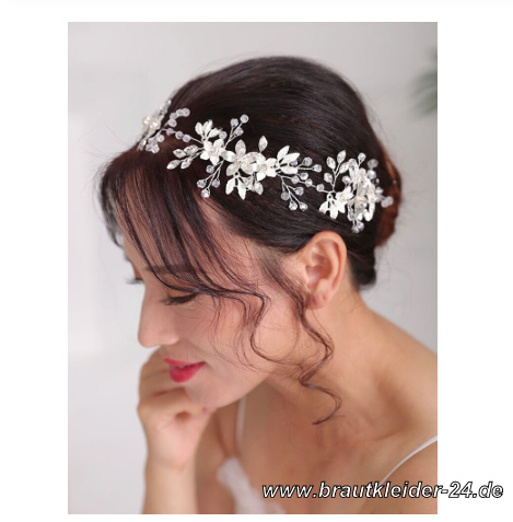 Kristall Braut Kopfschmuck Haarband in Silber