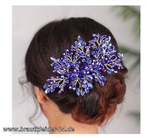 Kristall Braut Haarkamm Kopfschmuck in Königsblau