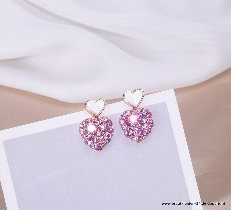Süße Kristall Doppel Herz Ohrringe für die Braut