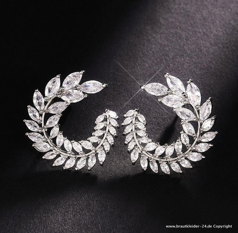 Luxus Silber Marquise Braut Ohrringe Alara