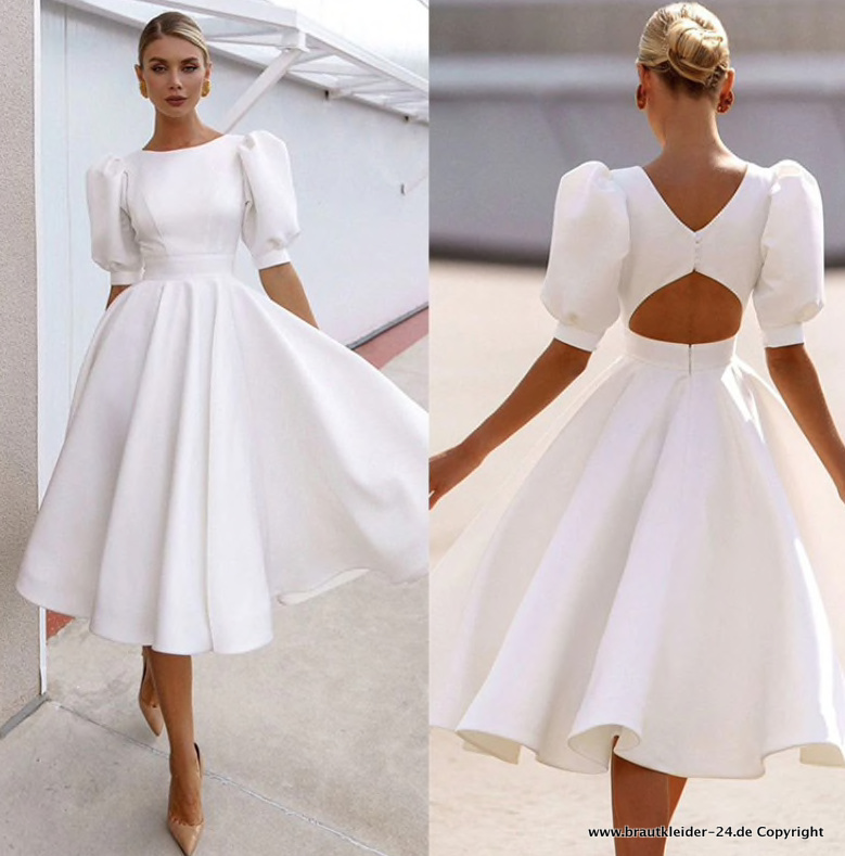 A Linie Rockabilly Style Kleid für den Standesamt Brautkleid Wadenlang
