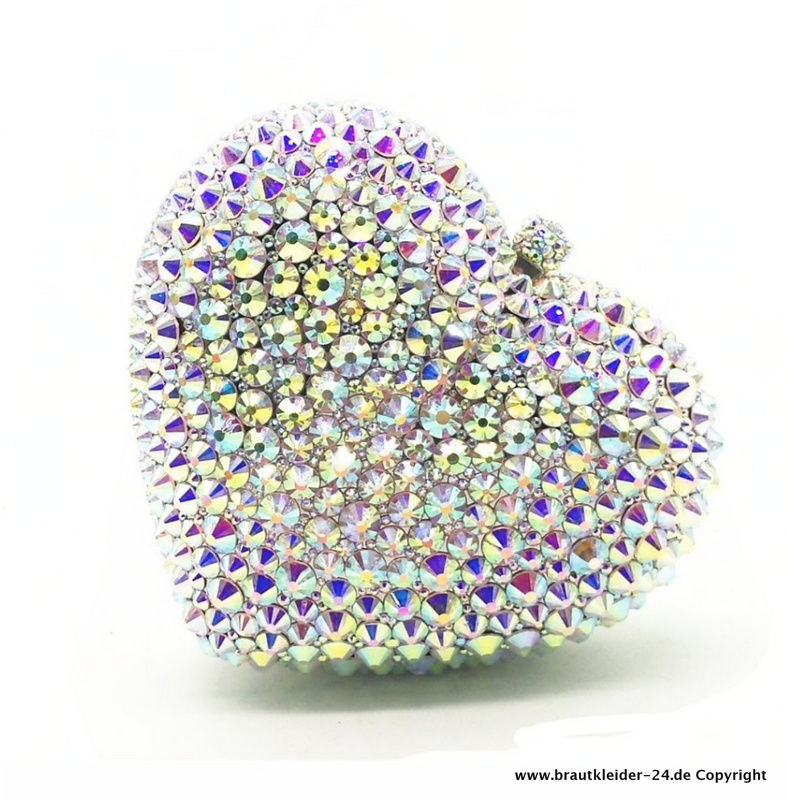 Brauttasche Handtasche in Herz Form Multicolor mit Ziersteine