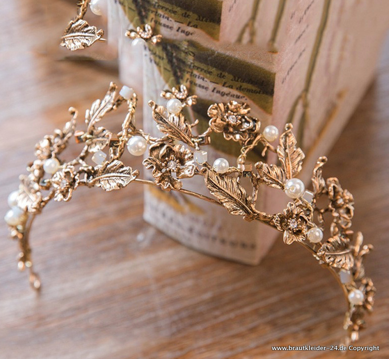 Vintage Barock Style Tiara Diadem mit Perlen