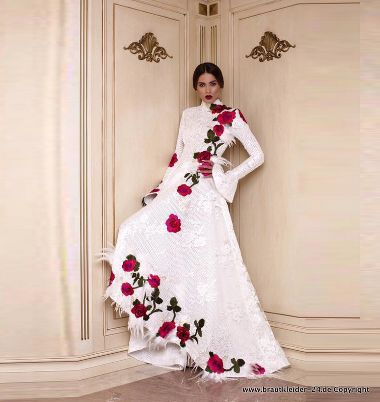 Brautkleid mit Blumen Robe de mariee Luxus Hochzeitskleid
