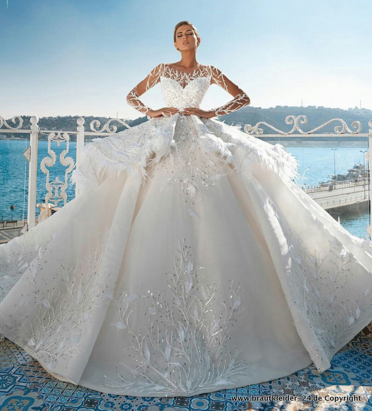 Ball Linie Brautkleid Luxus Kristall Hochzeitskleid 