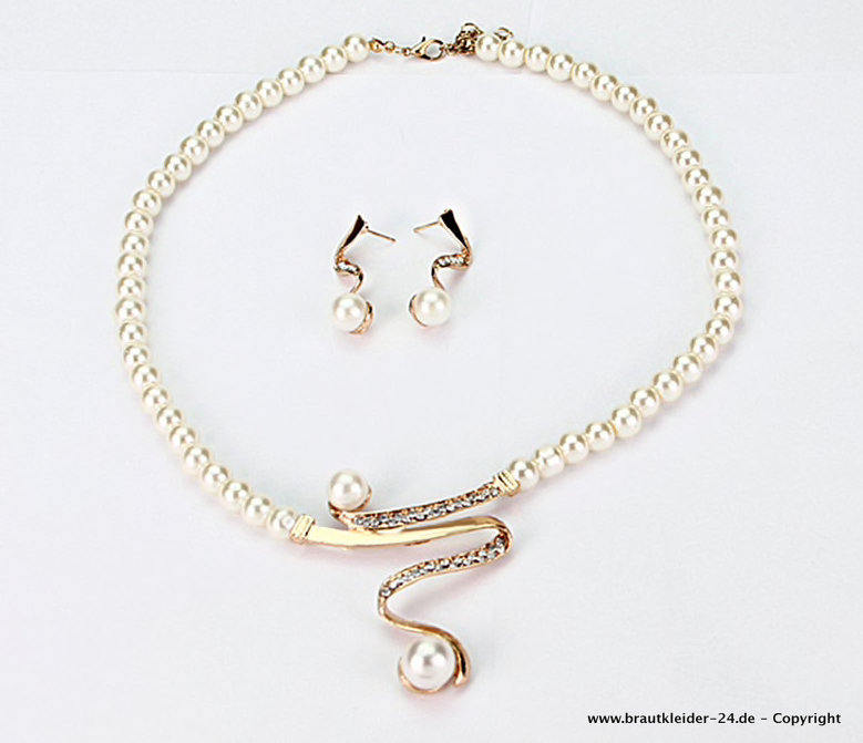 Kreative Perlenkette mit Ohrringe Brautschmuck Set