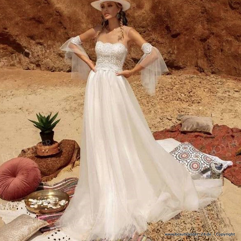 Bustie Boho Brautkleid Tüll Hochzeitskleid