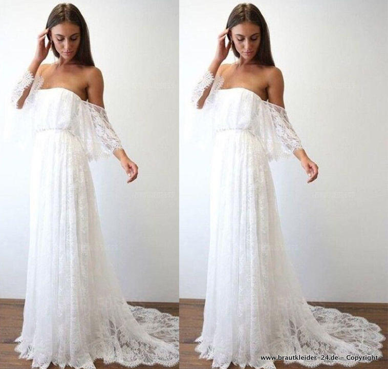 Schulterfreies Boho Tüll Kleid für die Braut Standesamtmode Online