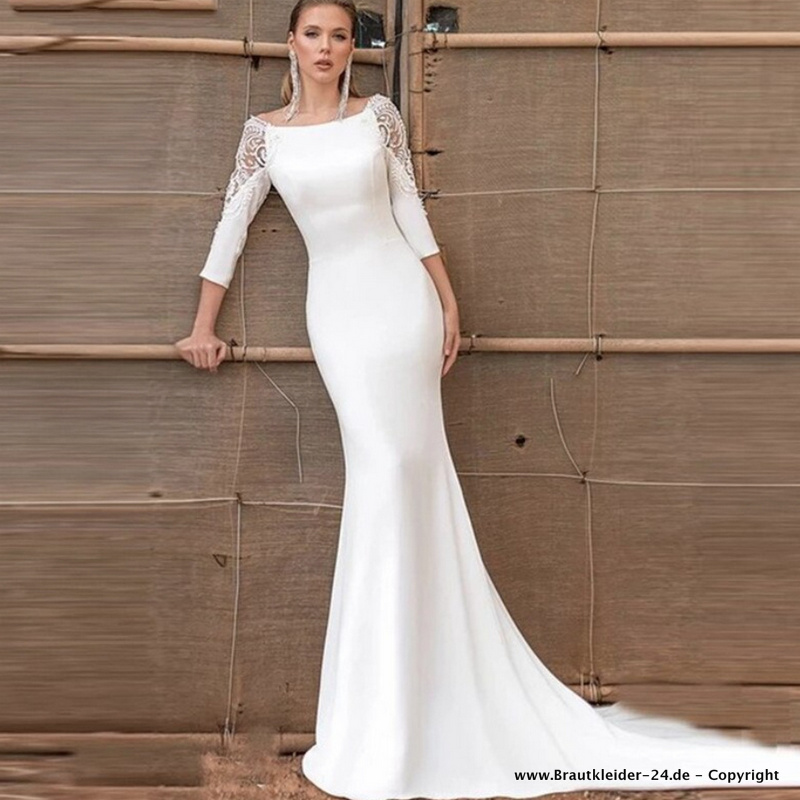 Langarm Meerjungfrau Brautkleid Mahealani Hochzeitskleid mit Schleppe