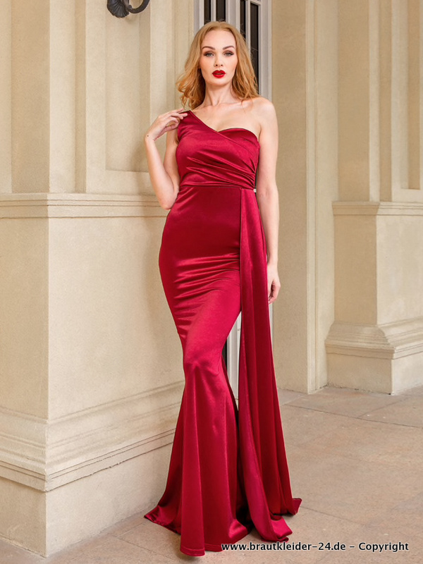 One Shoulder Brautkleid Meena Bodenlang in Rot