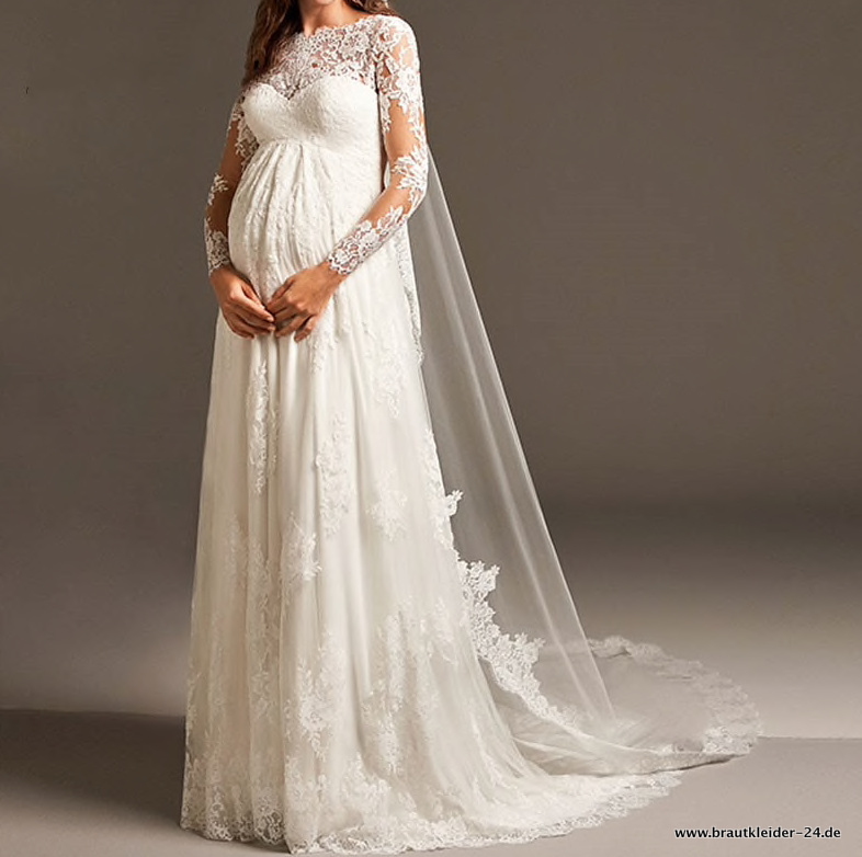Empire Brautkleid Neyla für Schwangere mit Spitze