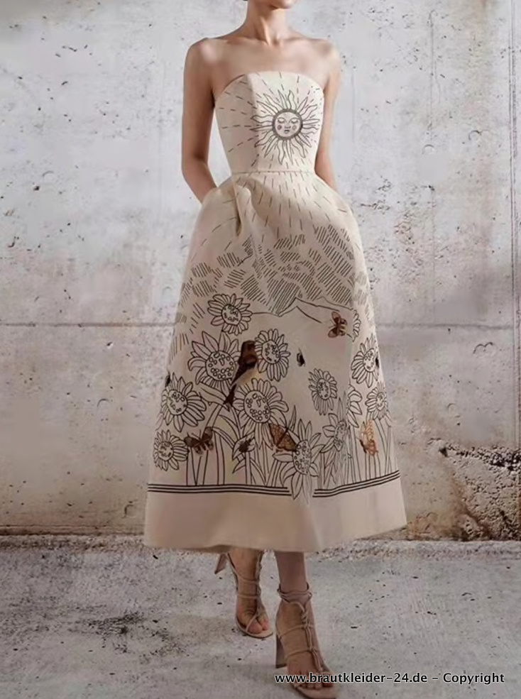Print Bustie Kleid für die Braut Standesamtmode Online