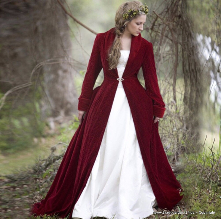 Langarm Vintage Style Samt Braut Mantel in versch Farben