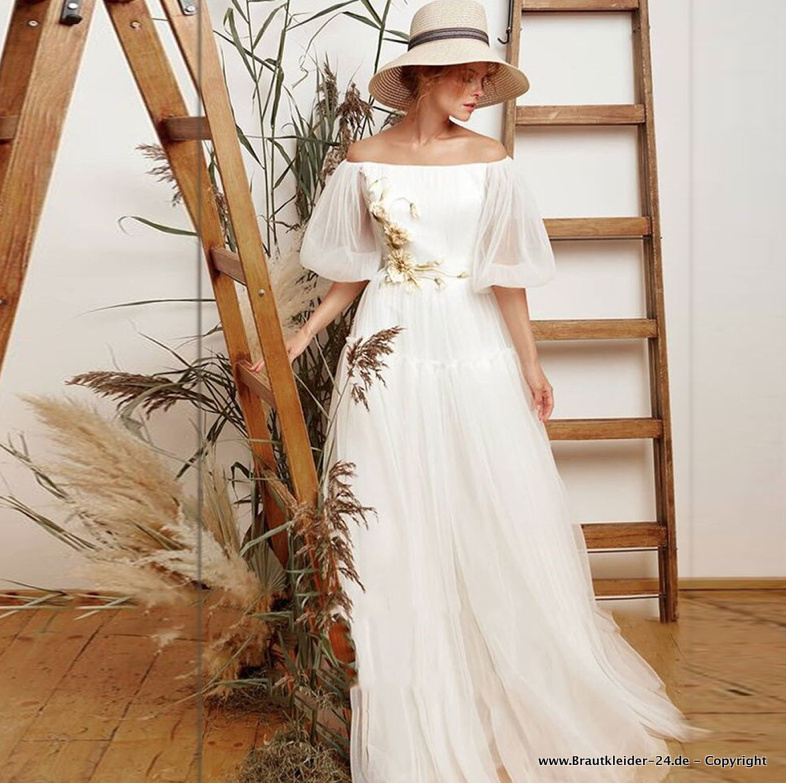 Boho Style Tüll Brautkleid Ginella mit Ärmel