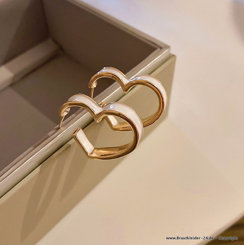 3D Herz Ohrringe für die Braut in Gold
