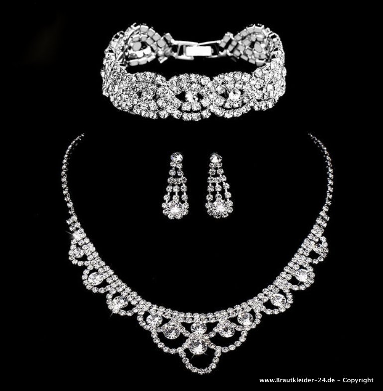 Strass Kristall Brautschmuck Set Geli Vierteilig