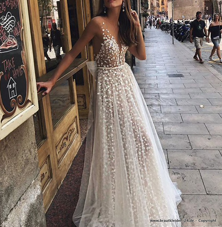 A Linie Glitzer Empire Kleid für die Braut Bodenlang Elegant mit Schleife