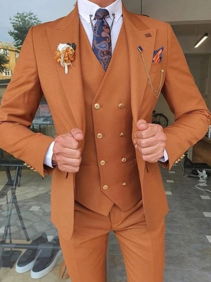 Smoking Hochzeitsanzug für den Bräutigam Dreiteilig in Orange