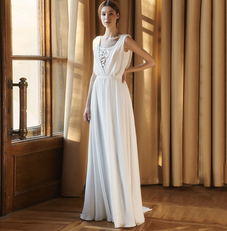 Empire Brautkleid Ilka Ärmellos mit Pinselschleppe