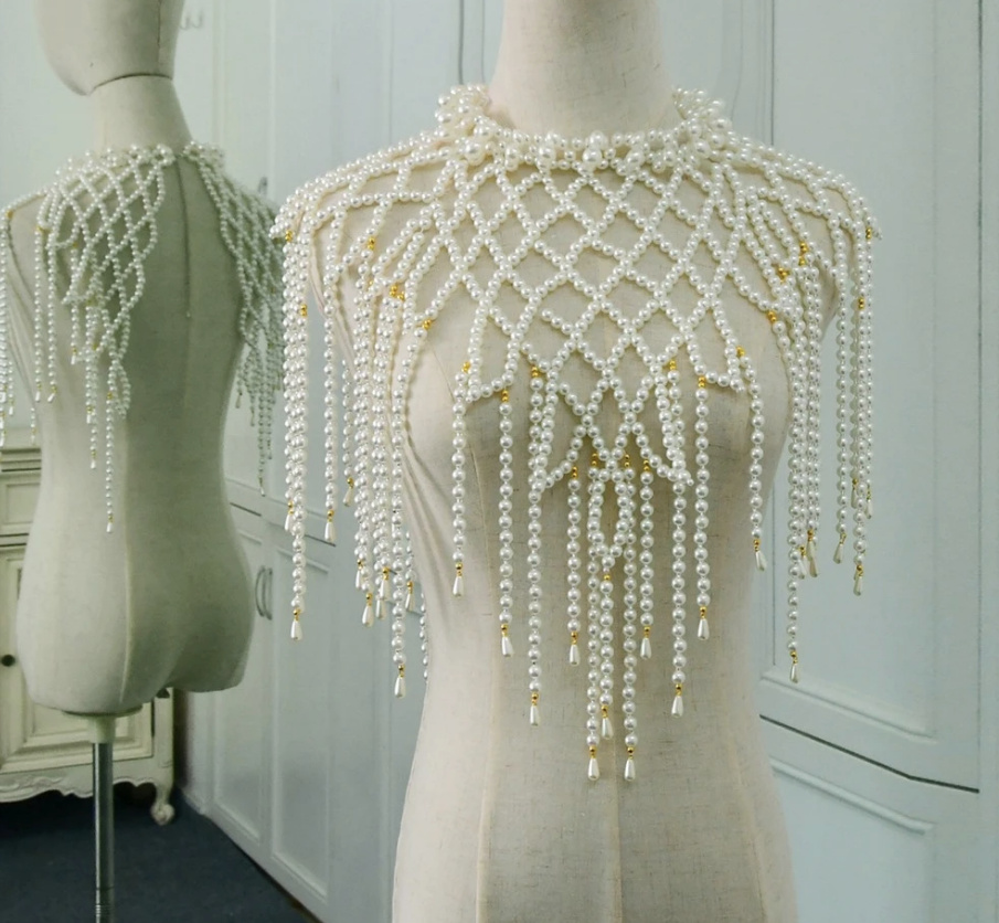 Boho Style Perlen Schulterkette für die Braut
