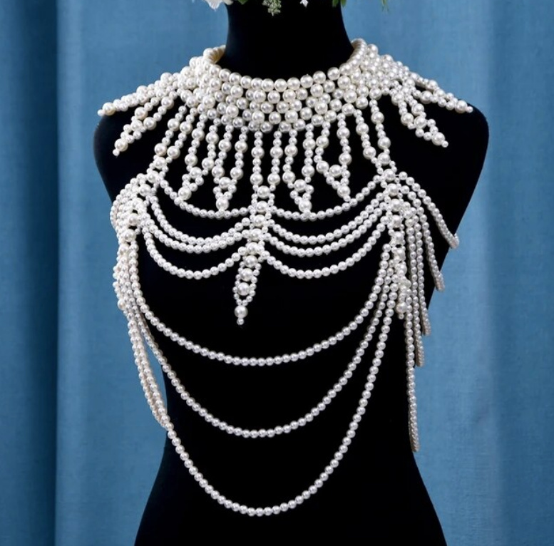 Vintage Style Perlenkette Schulterkette für dei Braut