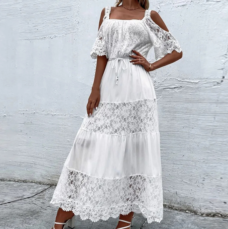 A Linie Boho Style Standesamtkleid Louisa mit Spitze und Cut Outs