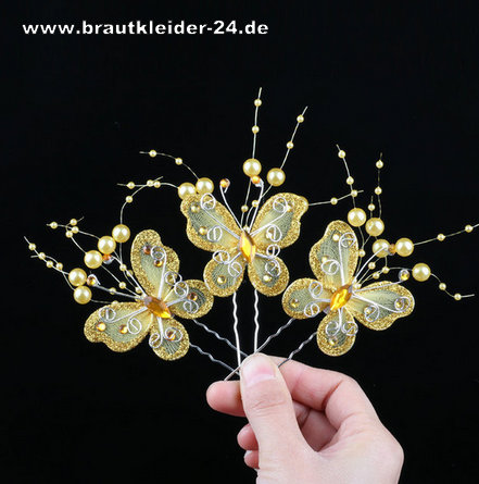 10 x Braut Haarpin Schmetterlinge in Gold