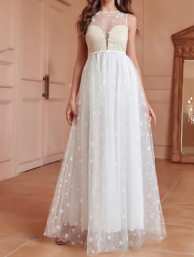 Ärmelloses A Linie Standesamtkleid Daphne mit Tüll und Sterne