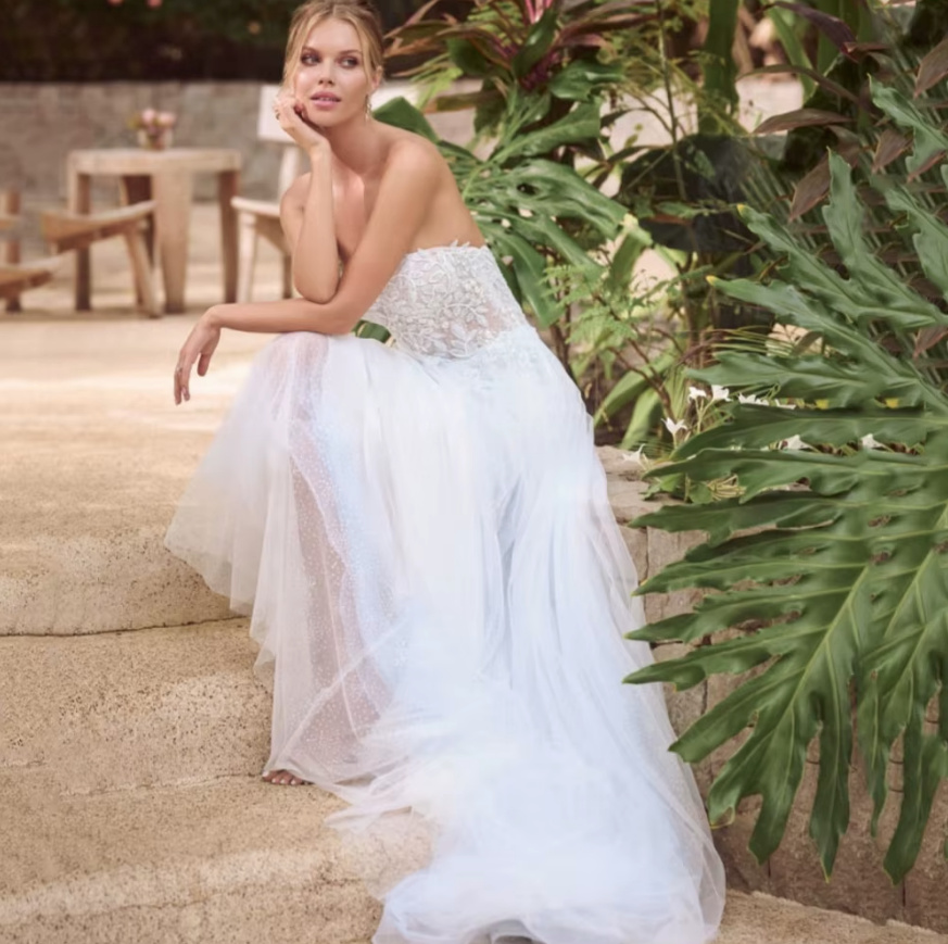  A Linie Brautkleid Fenna Schulterfrei mit Spitze und Tüll Rock