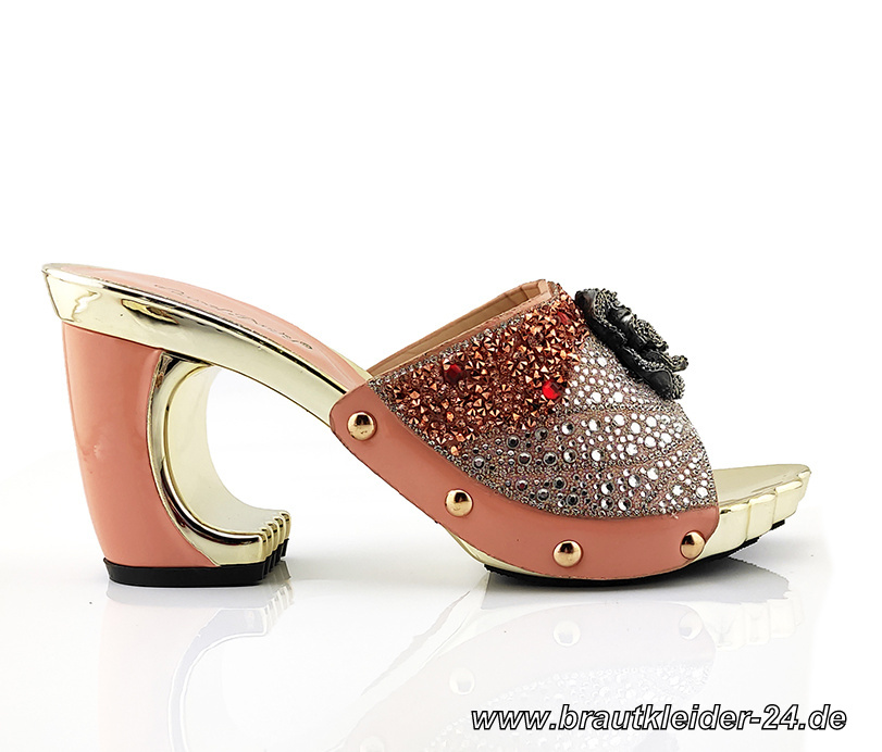 Italienische Damen Schuhe Peep Toe Brautschuhe in Rosa mit 3D Blume