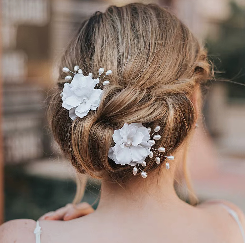 Blumen Braut Haarpin Felicitas mit Perlen